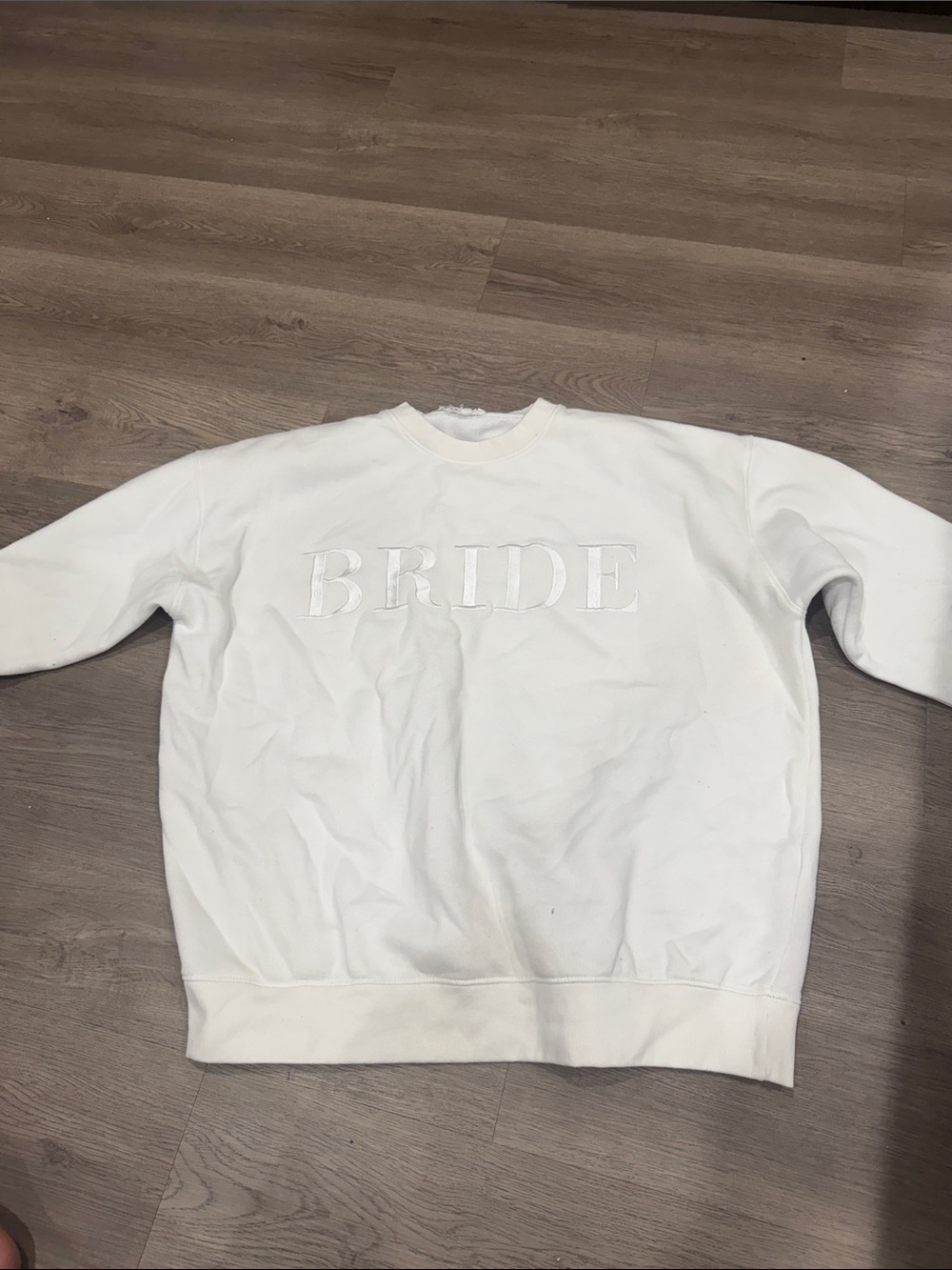 White 'BRIDE' Embroidered Crewneck Sweatshirt